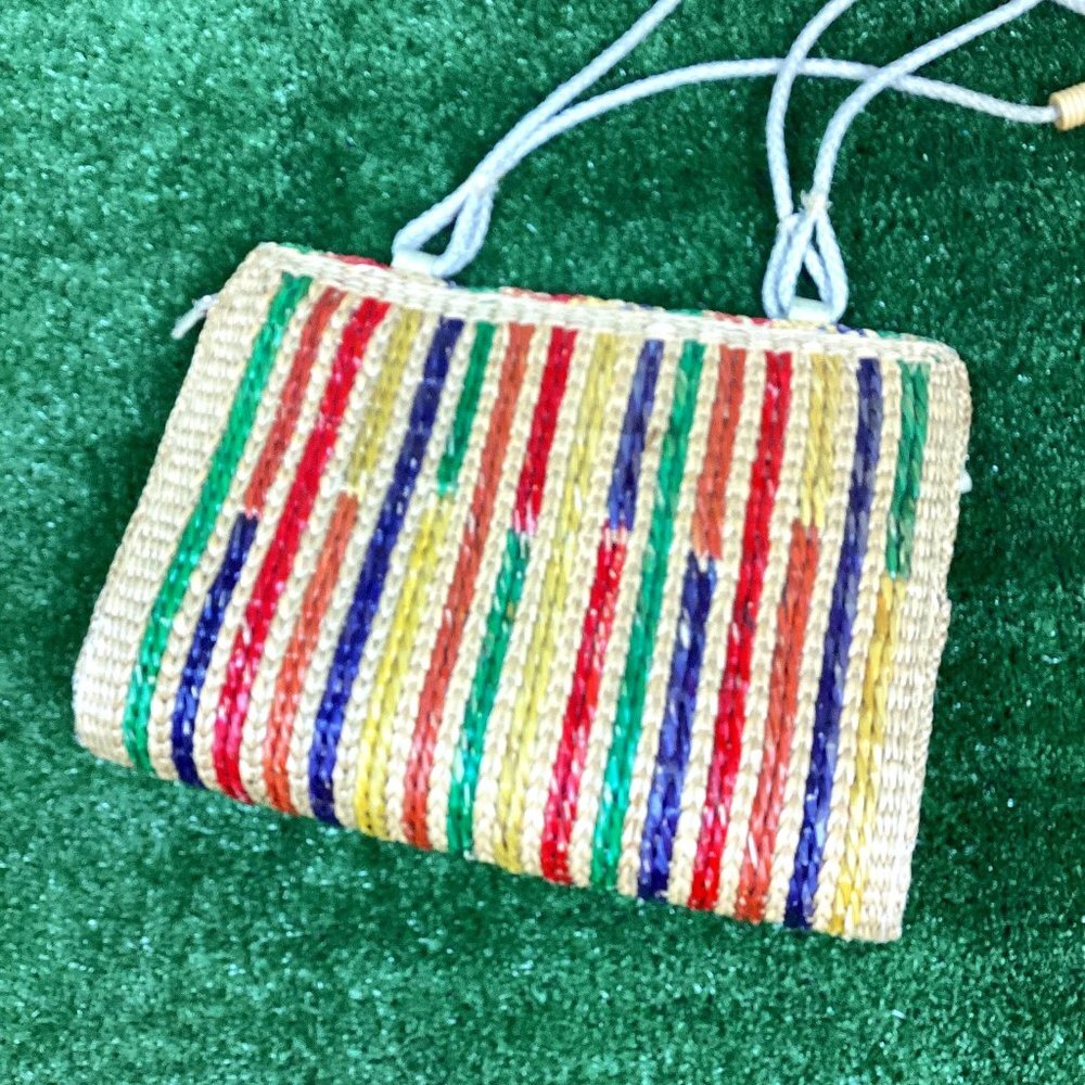 Vintage Woven Straw Bag Multi Colored